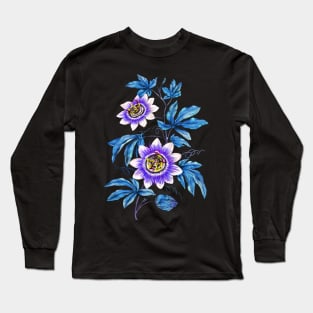 Passion flower botanical print Long Sleeve T-Shirt